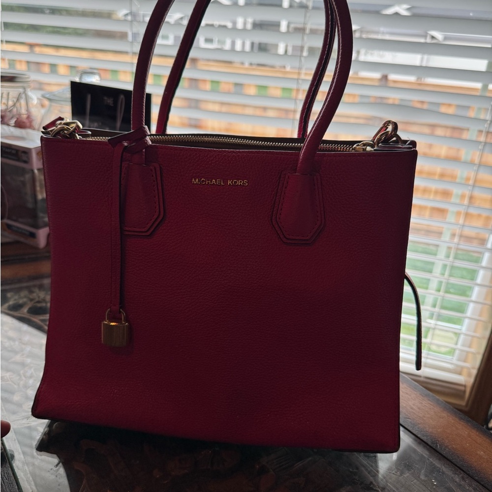 Michael Kors bright pink leather purse